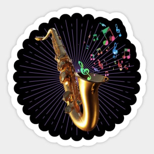 Saxophone Music Burst Sticker